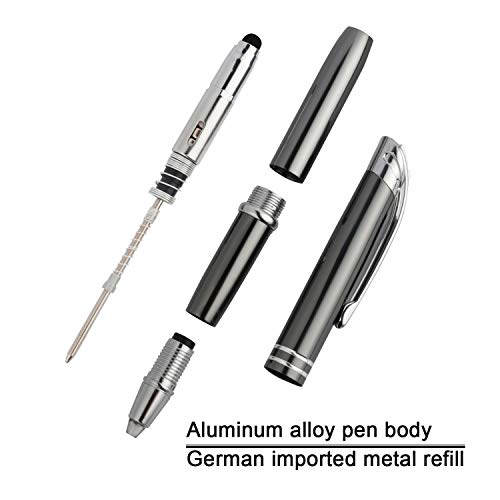 RISEMART 3-in-1 Functional Stylus, LED Flashlight, Ballpoint Pen, Stylus Pen for Touchscreen Devices, Multi-Function Capacitive Pen with White LED Flashlight, 1.0mm Black Ink