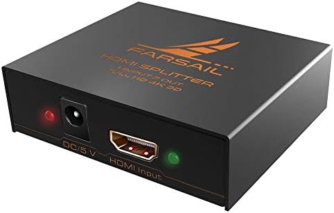 HDMI Splitters, FARSAIL Hdmi Splitter 1 in 2 Out 4K 3D, HDMI Video Signal Splitter for Dual Monitors