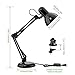LE Swing Arm Desk Lamp, C-Clamp Table Lamp, Flexible Arm, Classic Architect Drawing Clamp-on Desk Lamp, Black Painted with Metal Clamp, UL Plug (Black - Metal Arm Joint) (Clamp)