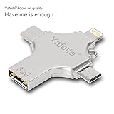 USB Flash Drive 32GB External Storage Expansion Memory Stick,Yafeite Thumb Drive Lightning Connect iPhone Android Type C PC 4 in 1 (Silver) (flash drive 4 in 1)