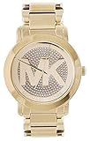 Michael Kors Women's Runway MK Logo Glitz Gold Tone Steel Watch 45mm MK3462