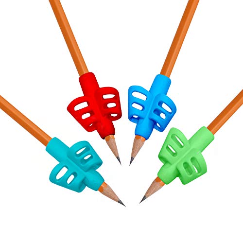 My Way Rubber Pencil Grips for Kids Handwriting (4 Pack) BPAFree