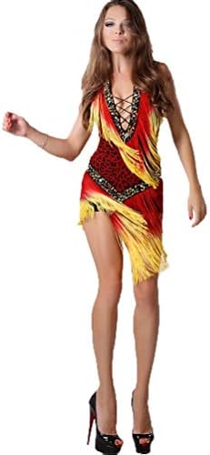 HAOBAO Women Latin Dance Performance Dresses Deep V-neck Tassel Costumes Cha Cha Zumba Dance Clothes Adult Backless Tango Halter Practice Skirt