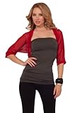 3/4 Sleeve Cropped Style Ribbed Outline Hemming Rounded Back Design Bolero Shrug