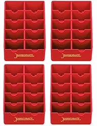 4 Pack BarberMate Blade Rack Storage Tray - Holds 10 Clipper Blades (Red)