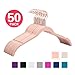 Premium Velvet Shirt Hangers (Pack of 50) - Non Slip Felt Dress Hangers Blush Pink/Ross - Copper/Rose Gold Hooks,Space Saving Clothes Hangers (Blush Pink/Rose)
