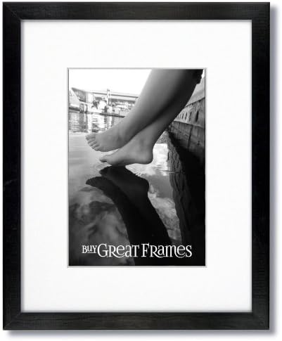 SET of 2 - 16x20 Black Wood Picture Frames and Glass with Single White Mats for 11x14.