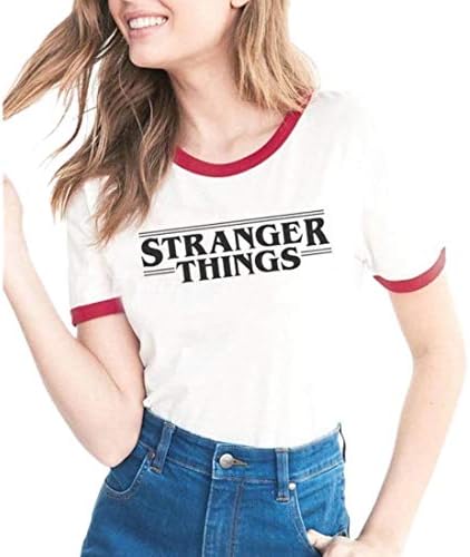 WSPLYSPJY Womens Short Sleeve Stranger Things Letters Print T-Shirt