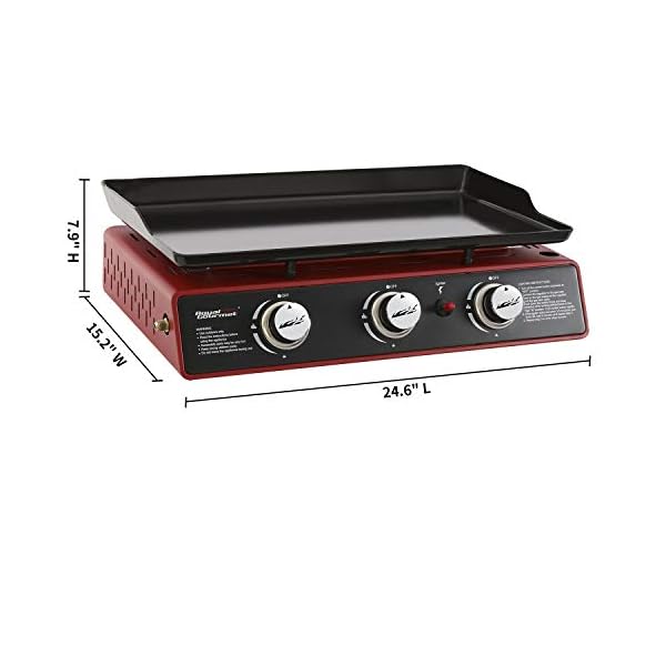 Royal-Gourmet-PD1301R-24-Inch-3-Burner-Portable-Table-Top-Gas-Grill-Griddle-25500-BTUs-Red