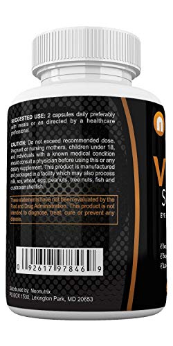 Vision Support Eye Health Supplements with Quercetin Dihydrate 100mg - Essential Eye Vitamins, Lutein 20mg & Bilberry Extract for Eye Care - Vision Supplements - 60 Vegetable Capsules by Neonutrix