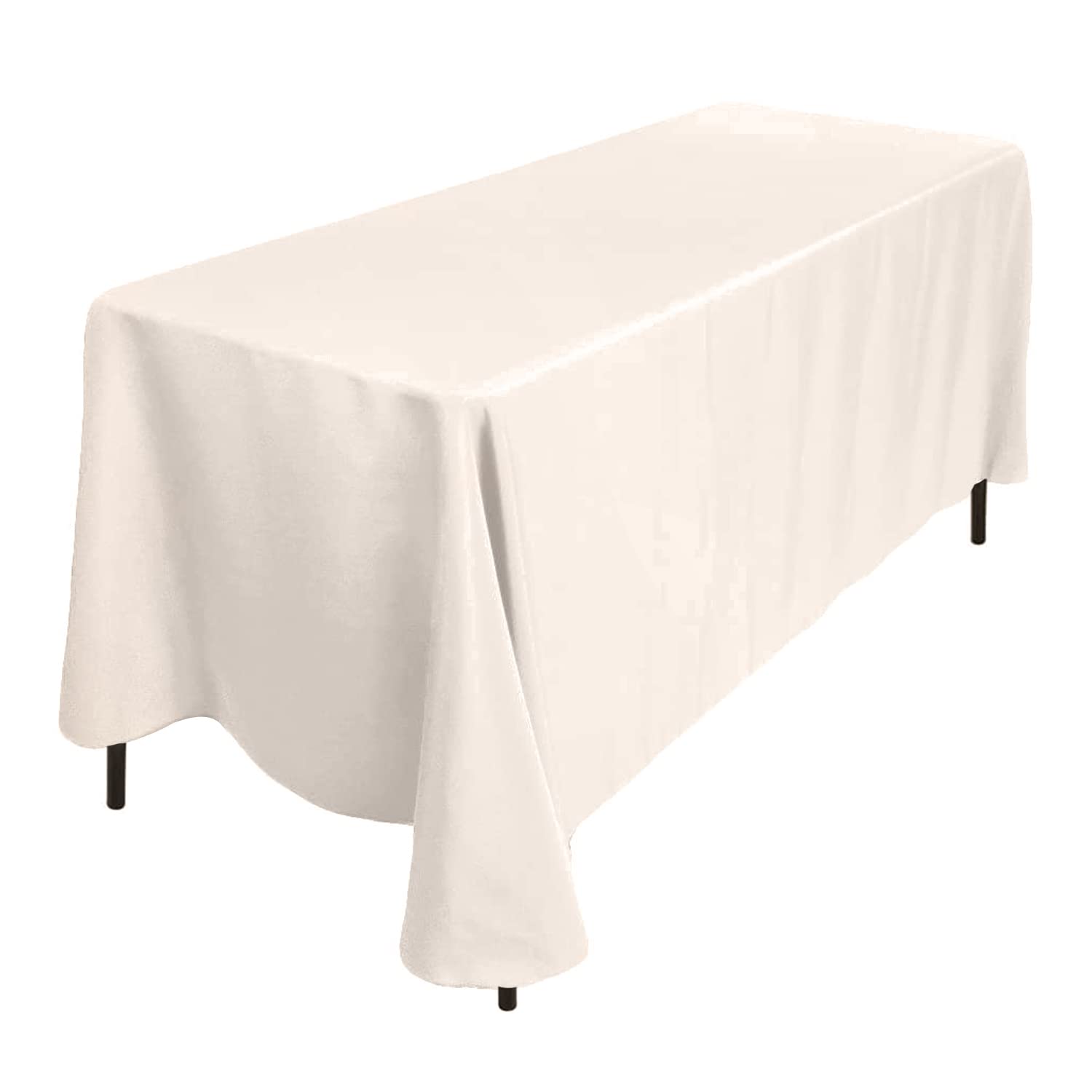 Trimming Shop Rectangle Cotton-Polyester Tablecloth, 70" x 126" Premium Linen Table Cover, Washable Fabric Table Cloth for Dining Table, Banquets, Weddings, Parties, Ivory, 1pc