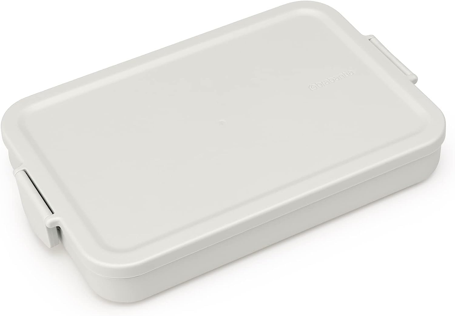 Brabantia - Make & Take Lunch Box Flat - Medium Volume (1.1L) - BPA-Free - Lid with Clips - Suitable for Freezer - Dishwasher & Microwave Safe - Light Grey - 25.5 x 16.6 x 3.7 cm