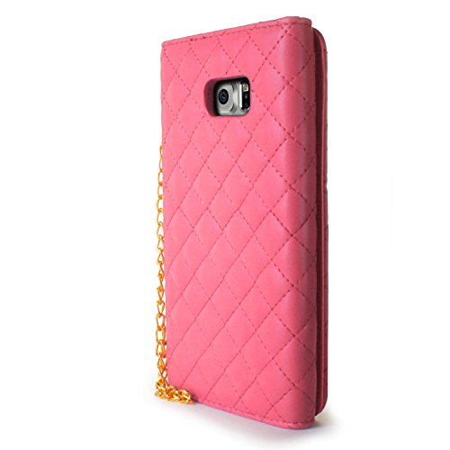 Galaxy S6 Edge+ Plus Wallet Case, CoverON [ClutchCase Series] Phone Cover Purse + LCD + Mirror Handbag Carrying Case For Samsung Galaxy S6 Edge+ Plus - Hot Pink - Thumbnail 3