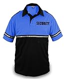 Two Tone Security Bike Patrol Shirt With Reflective Stripes and Zipper Pocket (Royal Blue and Black) (XL)