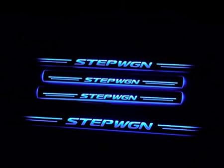 Amazon ステップワゴン Rp系 ドア スカッフプレート 流れる Led イルミネーション 光る ステップ シーケンシャル ブラックメッキ ブルー 青 車 バイク 車 バイク