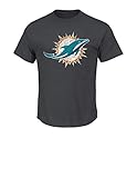 NFL Miami Dolphins Men's Single-Wing Formation Short Sleeve Basic Tee, Large, Charcoal Heather