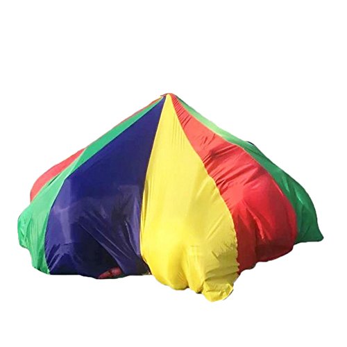 Erlsig 6 Foot Multicolored Play Parachute for Kids with 8 Handles Outdoor Camping Tent Picnic Mat Cooperative Games Birthday Gift with Bags for 3-8 Year Kids