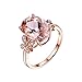 Haluoo 18K Rose Gold Plated Natural Morgan Stone Engagement Wedding Band Created Oval Cut Fire Opal Diamond Promise Rings Cubic Zirconia CZ Statement Ring Gift for Women Girls (8, Rose Gold)thumb 1