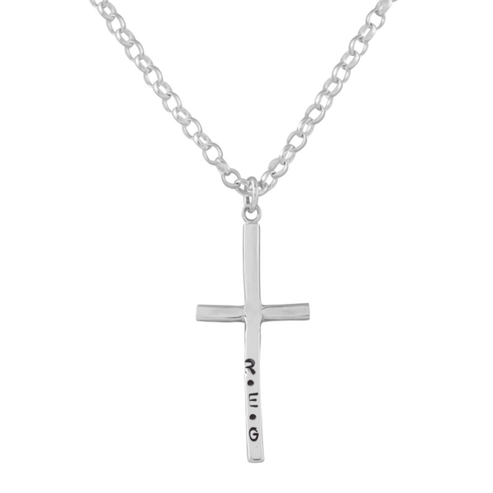 Men's Personalised Small Cross Necklace - Sterling silver: Amazon.co.uk: Handmade