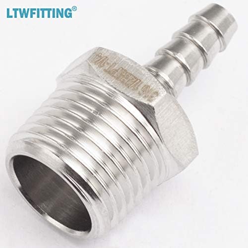 LTWFITTING Stainless Steel 316 Barbed Fitting Connector 1/2-Inch Male BSPT x 1/4-Inch(6mm) Hose Barb Fuel Gas (Pack of 25) - Image 5