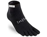 Injinji 2.0 Men's Run Lightweight Mini Crew Toesocks, Black, Large