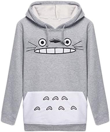 CONTEN Women's Cartoon Anime Totoro Pouch Pocket Casual Hoody Sweatshirt (US XL----Asian Size 4XL)