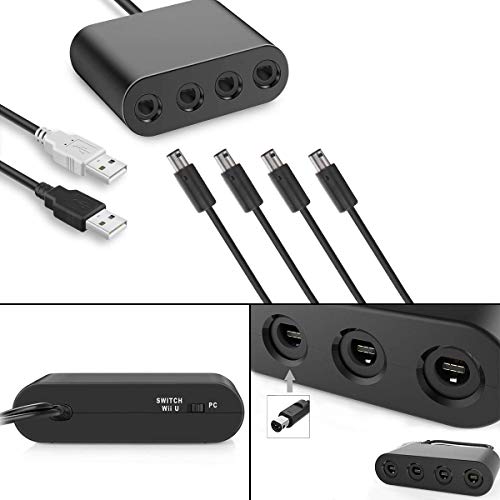 4 Controllers for Gamecube,with 4 Extension Cables and 4-Port USB Adapter for Switch PC Wii U Console (BBRG)