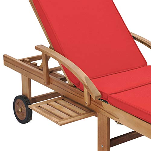 Festnight Sonnenliege Holz mit Rollen Gartenliege mit Auflage Liegestuhl Liege Outdoor Doppelliege Sonnenstuhl Gartenmöbel Relaxliege für Garten Balkon Terrasse, 2 STK Massivholz Akazie – Bild 6