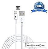 10 FT Certified iPhone 5 & 6 Charging Cable Lightning Cord - Genuine Authentication Chip Ensures The Fastest Charge and Sync For Latest iPads iPods & IOS Devices.!