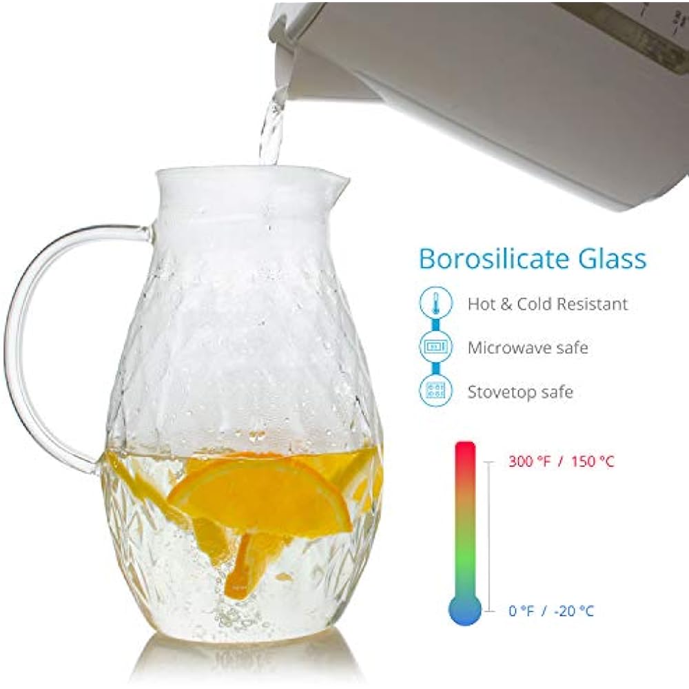 Borosilicate Carafes & Pitchers Glass With Lid And Spout 68 Ounces