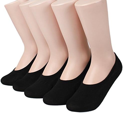 Socksense Women's Premium No Show Socks, Best Anti-Slip Low Cut Socks (Black Socks_5pairs)