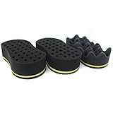 Sinsun 3pcs Magic Twist Sponge Brush, S Curve Barber Sponge Brush, Curl Sponge Brush for Twists/Coils/ Dreads, Afro Braid Style