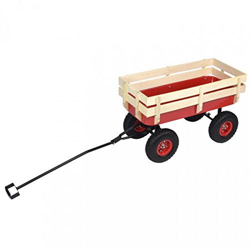 All Purpose Beach Wagon 330lb Capacity Moving Wagon Red And Light Wood