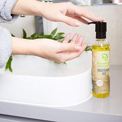 Massage Essential Oil Skin Therapy - 8 oz Grapefruit & Lemongrass Scent Natural Hypoallergenic Sensual Relaxing Oil - No Greasy Residue - Aromatherapy For Skin Muscles & Body - Premium Nature