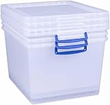 Really Useful Box 3 Pack 33.5 L Nestable with Lid Transparent 380x460x285 view 2