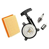 HURI Recoil Starter with Air Filter Spark Plug Fuel Filter for Stihl SR340 SR420 BR320 BR340 BR380 BR400 BR420