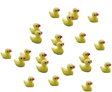 Small Yellow Duck Miniature Ornaments for DIY Fairy Dollhouse Decoration (50 Pcs)