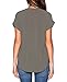 LILBETTER Women Deep V Neck Chiffon Casual Blouse Tops Shirt(Geay,Small)