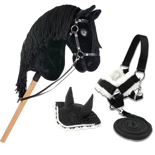 Hobby Horse Land Black Star A3 – Steckenpferd mit Trense und Set Schwarz