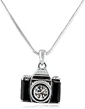 Camera Style Pendant with an 18 Inch Snake Necklace - Black or White Available