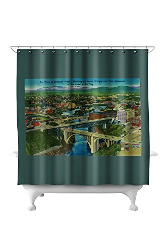Amazon Com Arial View Of Spokane Wa 71x74 Polyester Shower