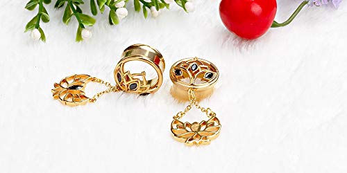 TBOSEN Ear Gauges Dangle Plugs Tunnels For Ears Reamer Hollow Flower Surgical Steel Screw Dilation Piercing Expander Gauge 9/16 inch(14mm) - Thumbnail 5