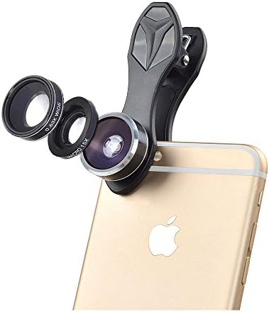 ISSIKI Electronics HD Cell Phone Camera Lens Kit for iPhone 6/ 6s Plus/ SE/ 7/ Samsung Galaxy S8/ S8+/ S7/ S7 Edge/ S6 Edge/ S5 and Other Android Smart Phone (3 in 1)