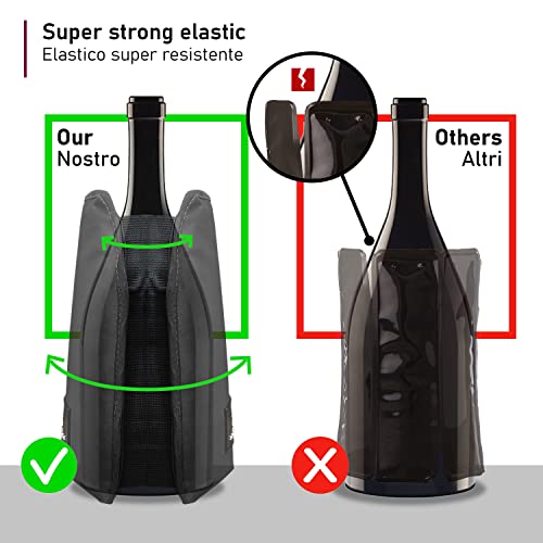 Cooler Bag for Wine or Champagne Bottles, Wine Cooler, Table Wine Bottles, Ice for Bottles, Water Repellent and Elastic Fabric (Black)