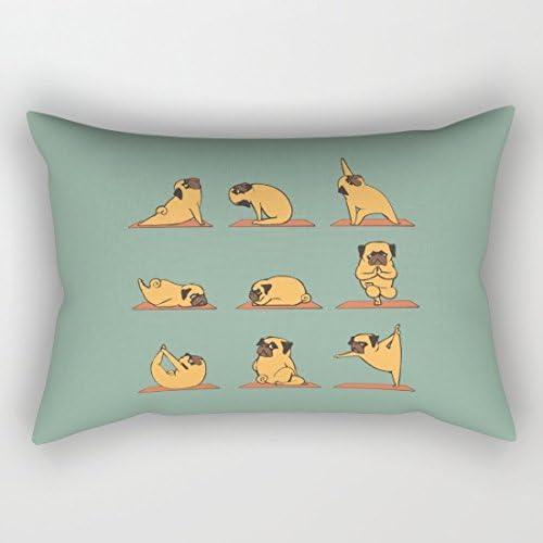 Dkisee Pug Yoga Canvas Rectangle Decorative Throw Pillow Case Cushion Cover 20"*30"