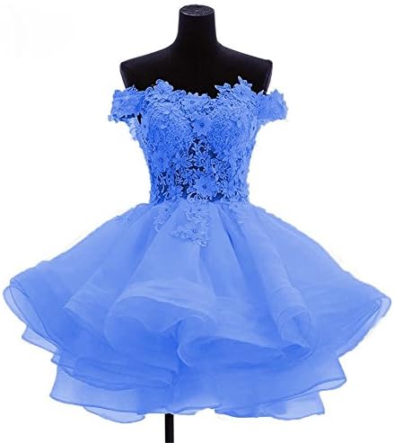 Women's Off The Shoulder Organza Short Ball Gown Prom Homecoming Dress Party Dresses 520 RoyalBlue-16