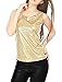 Allegra K Women's Halloween Shiny Party Club Cami Sparkly Metallic Tank Top Medium Gold