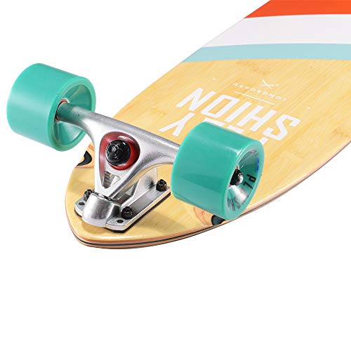 Playshion-38-Inch-Kicktail-Bamboo-Longboard-Skateboard-Cruiser-Complete