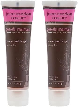 Peacful Mountain Joint and Tendon Rescue Homeopathic Gel (Pack of 2) with Grape Seed Oil, Whey Protein, Soy, Arnica, White Willow, Comfrey Leaf Extract, Devil's Claw Root, Feverfew and Turmeric, 2 oz