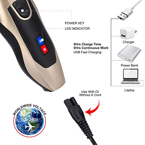 MOTOBA Professional Hair Clippers for Men, Rechargeable Hair Trimmer Cordless Barber Shavers Haircut Kit with 6 Combs (Gold)